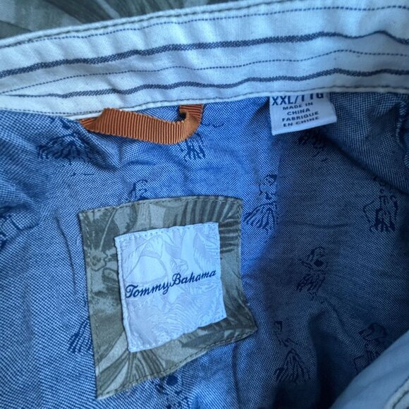 Tommy Bahama Mens 2XL Boracay Como Camo Trucker Jacket Tea Leaf Green Pockets - Picture 3 of 8